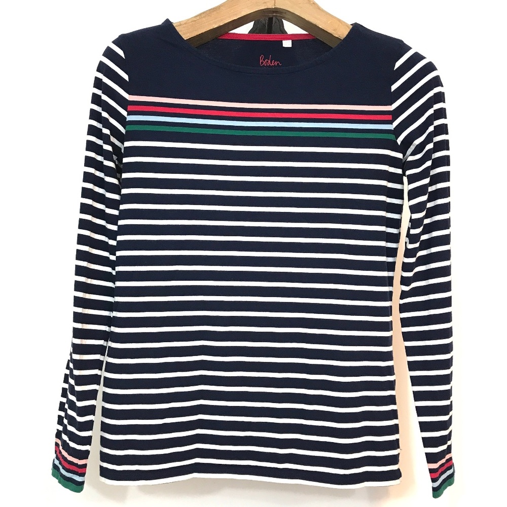 Boden Long Sleeve Pullover Striped Top Size 6